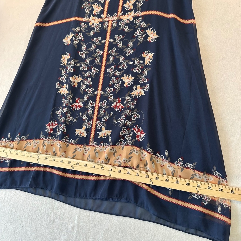 Max Studio Navy Floral Chiffon Sleeveless Shift Dress 4912Y66D NWT Small - Picture 5 of 8